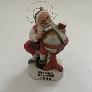 1980‎ Norman Rockwell Porcelain Santa Christmas Ornament Olde World Traditional